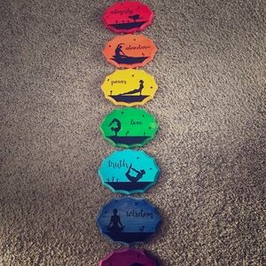 Seven chakra yoga hanging plaques w/ beaded handle